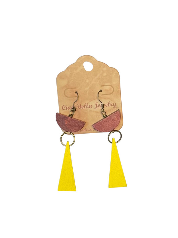 Bold and Colorful: Half Circle and Triangle Geometric Earrings