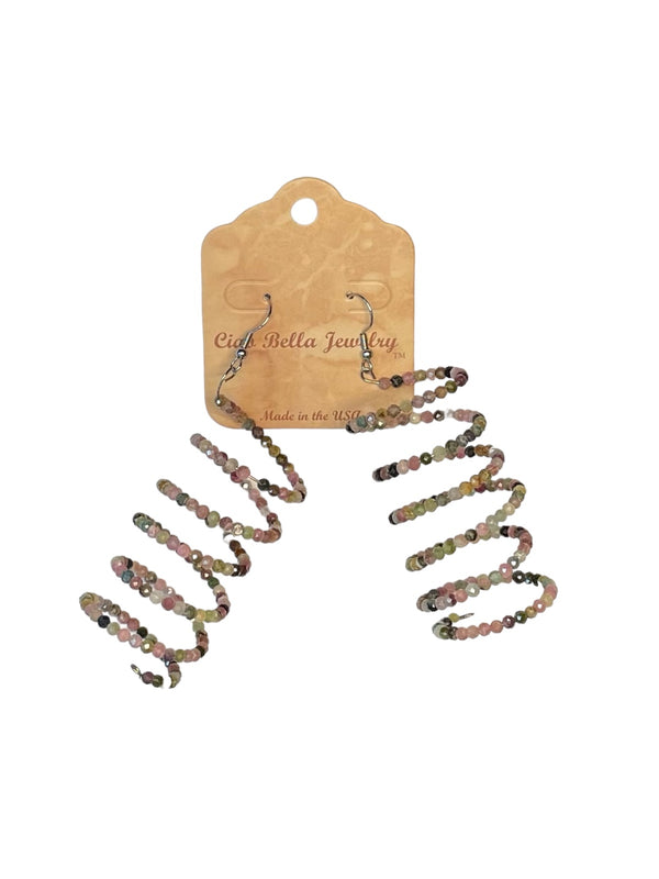 Colorful Corkscrew Spiral Gemstone Earrings