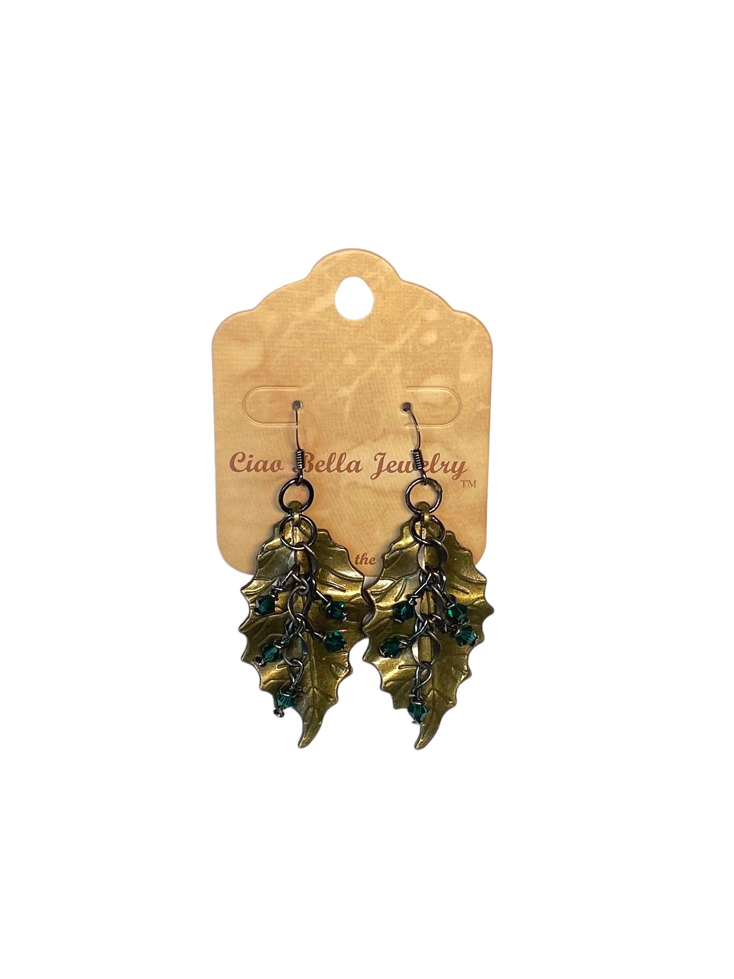 Crystal Leaf Dangle Earrings | Nature-Inspired Jewelry