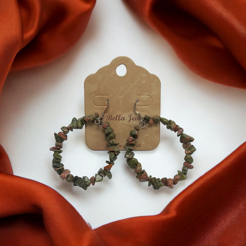 Gemstone Hoop Earrings with Silver Hardware