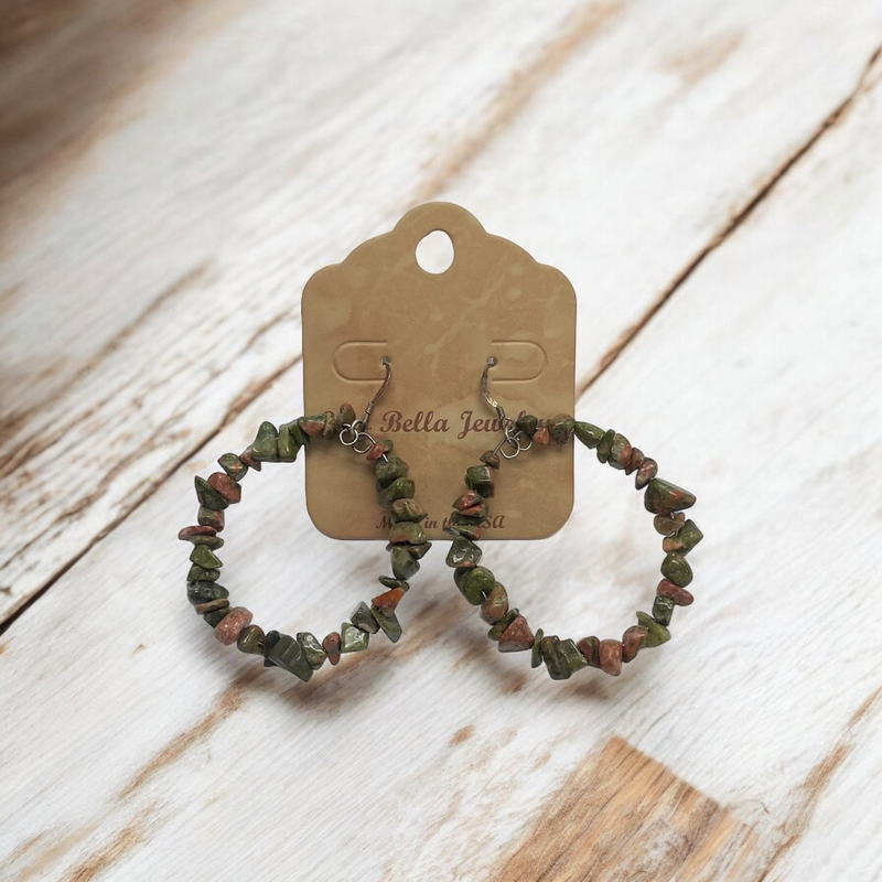 Gemstone Hoop Earrings with Silver Hardware