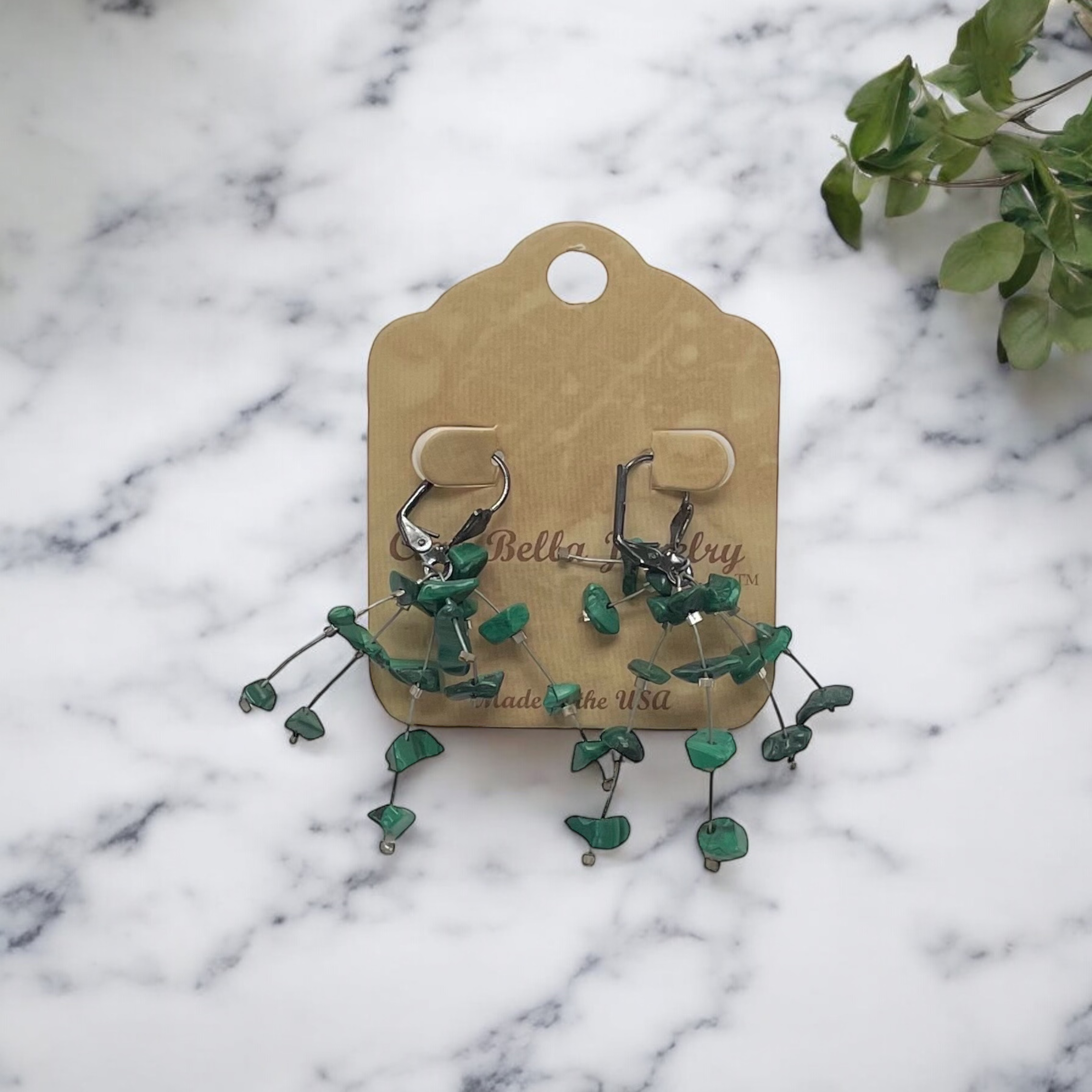 Malachite Firework Leverback Earrings | Unique and Dazzling