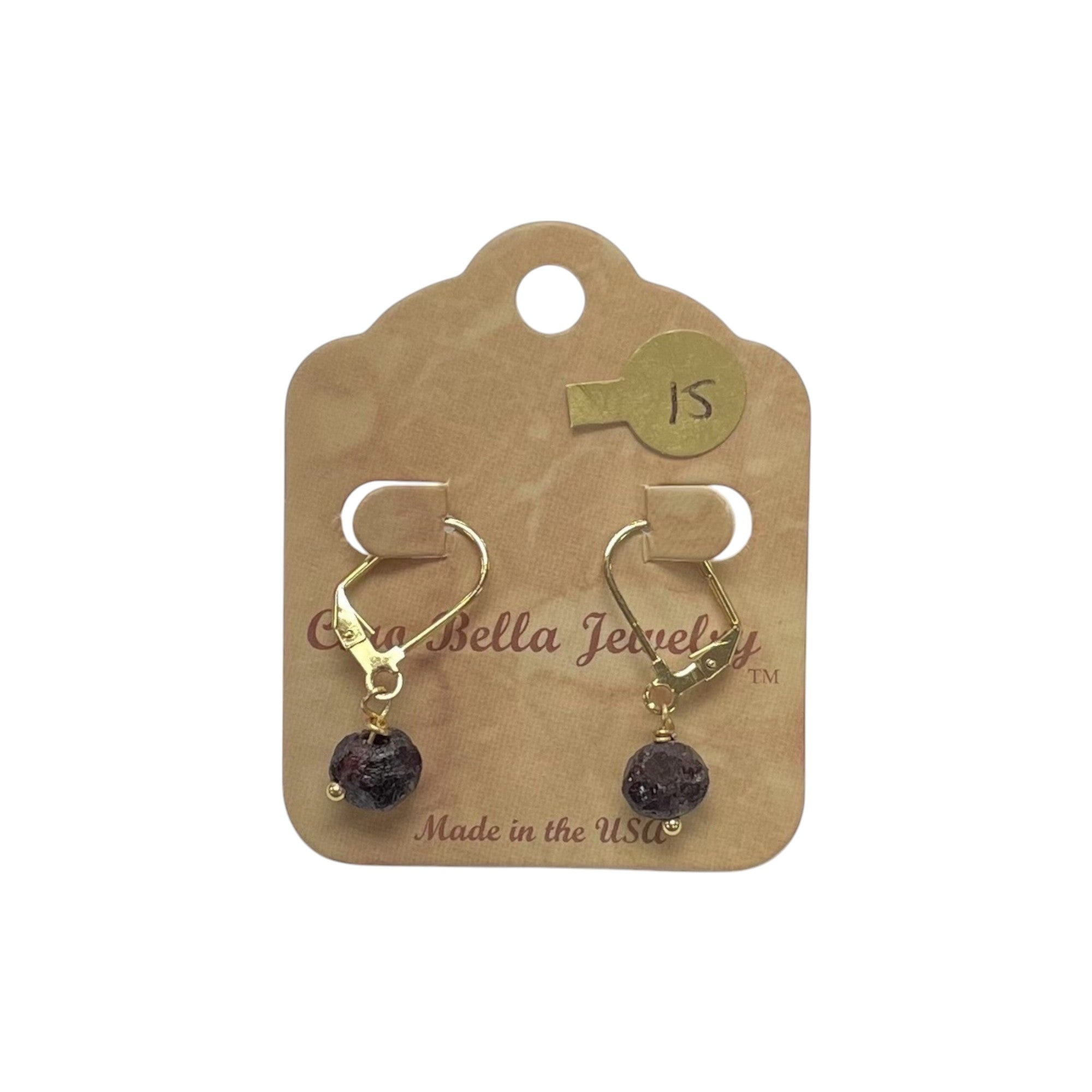 Amethyst Rock Gold Leverback Earrings