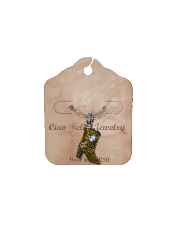 Hand-Painted Gold Boot Charm Necklace