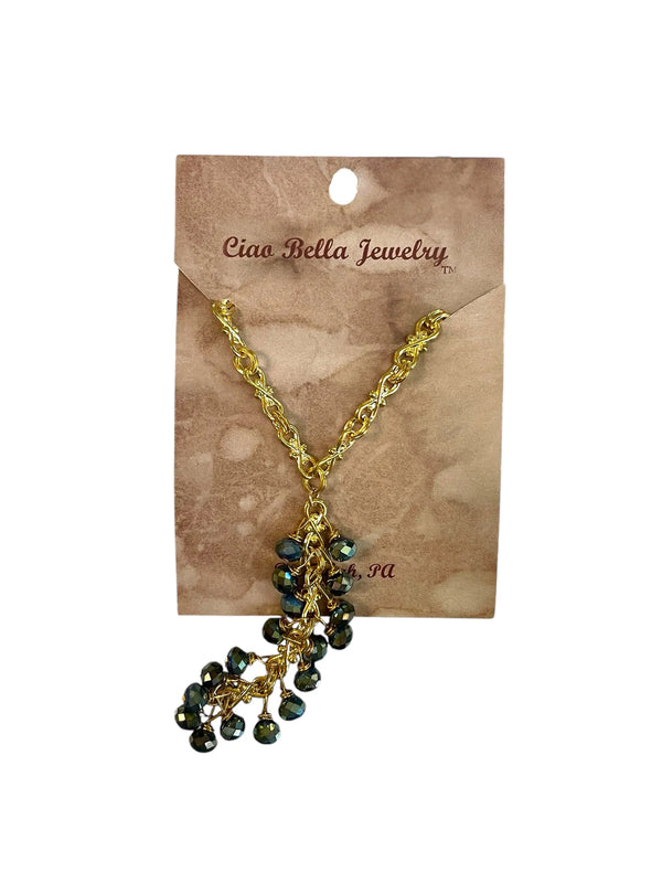 Green Iridescent Cluster Necklace