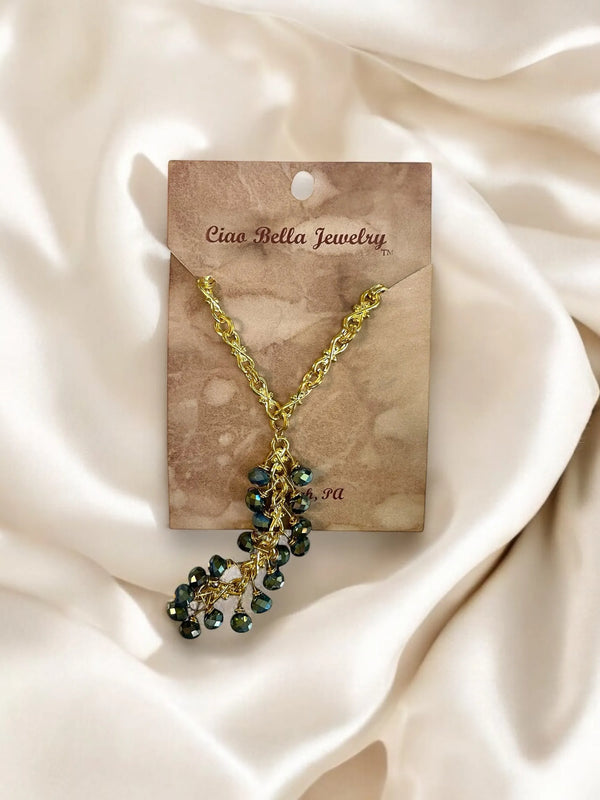 Green Iridescent Cluster Necklace