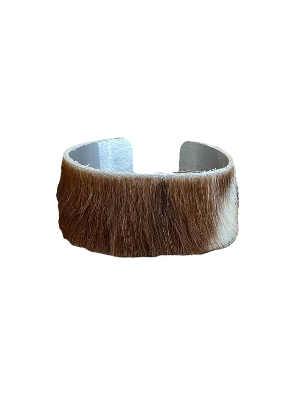 Cowhide Silver Cuff Bracelet