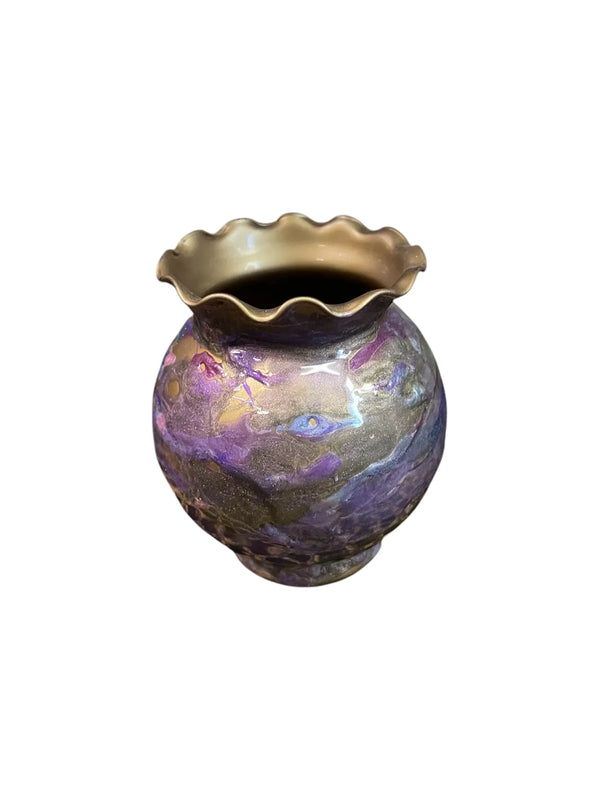 Gold Vase with Purple, Pink, and Blue Resin