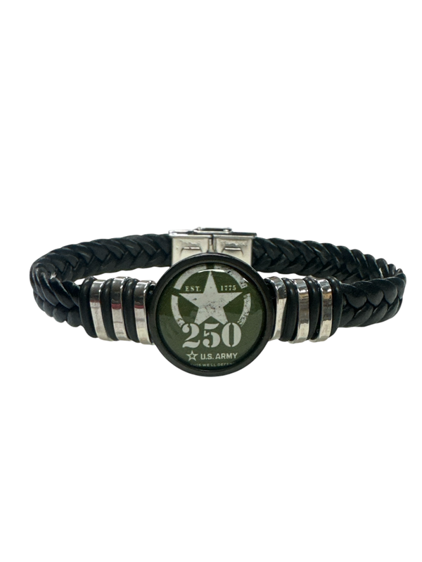 Officially Licensed Army Braided Leather Bracelet - 250th Anniversary Collection