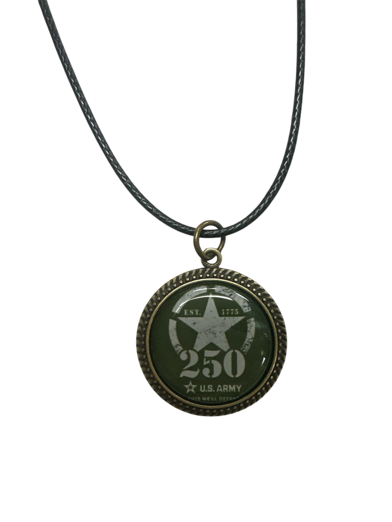 Officially Licensed Military Antique Gold Pendant Necklace - 250th Anniversary Collection (Army, Navy, Marine)
