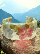Handmade Resin Flower Cuff Bracelet | Unique Nature Jewelry | Two Color Options