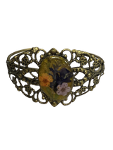 Filigree Bracelet with Flower Oval Centerpiece