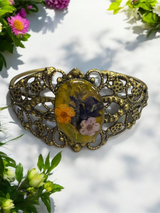 Filigree Bracelet with Flower Oval Centerpiece