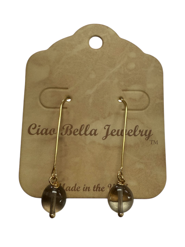 Delicate Crystal and Gemstone Drop Earrings on Gold-Plated Stainless Steel