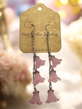 Delicate Lucite Flower Triple Dangle Earrings | Handmade | Assorted Colors