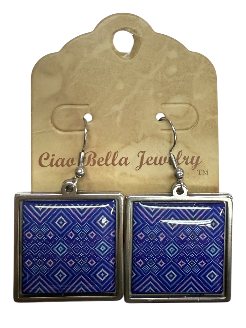 Quilt Mosaic Ensemble - Patterned Necklace & Earrings Set