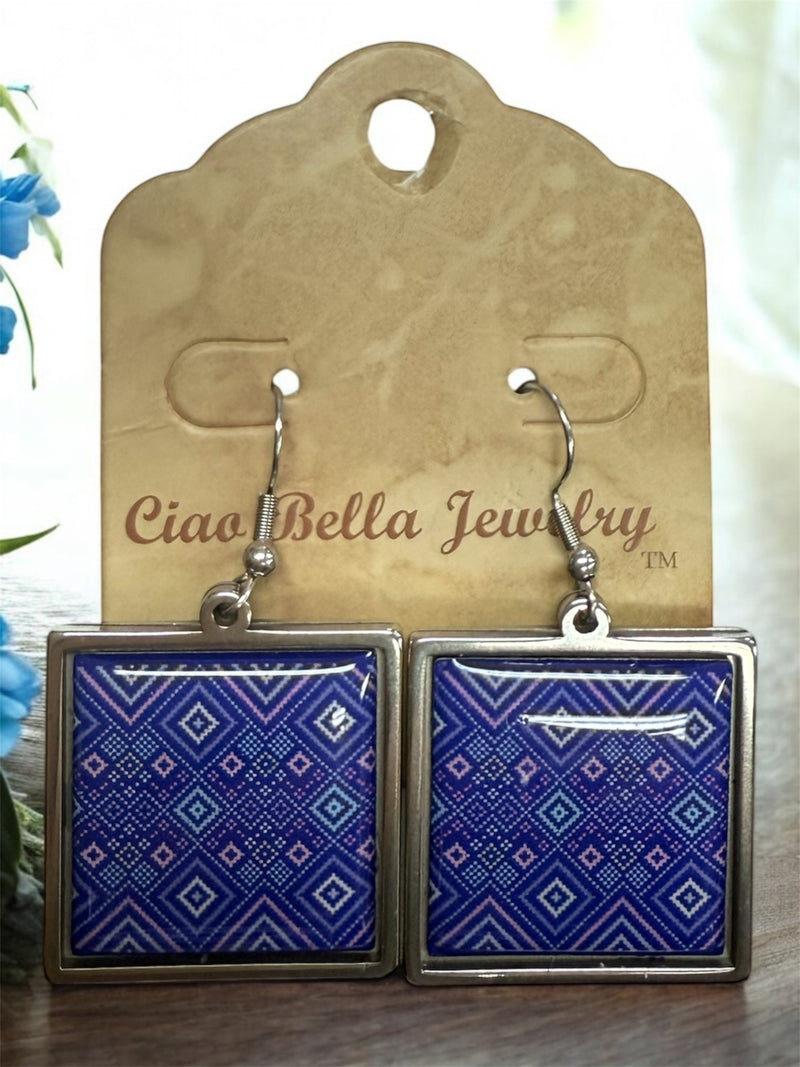 Quilt Mosaic Ensemble - Patterned Necklace & Earrings Set