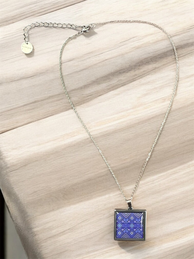 Quilt Mosaic Ensemble - Patterned Necklace & Earrings Set