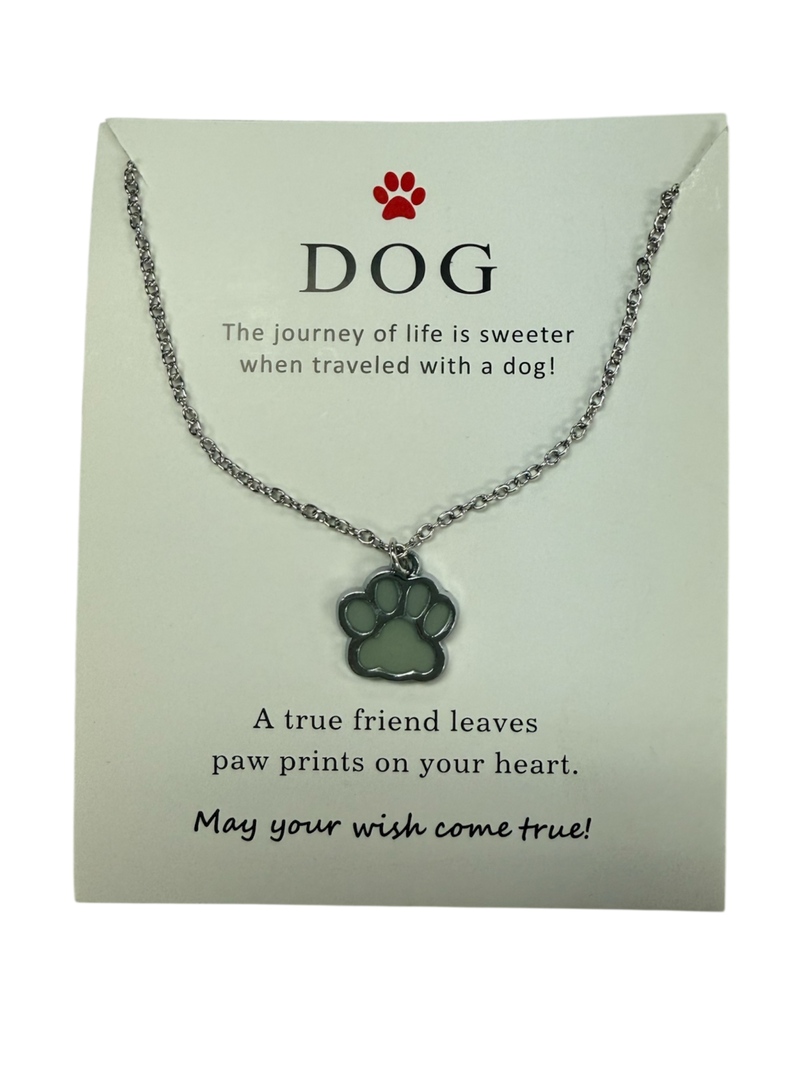 "Journey of a Dog" Glow Paw Print Necklace - Lead & Nickel Free