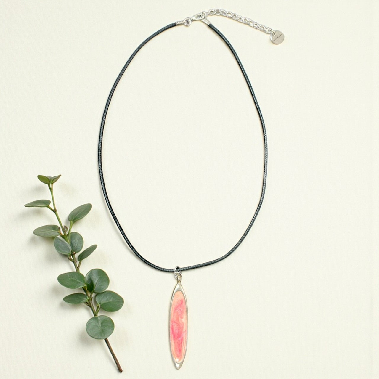 Breast Cancer Awareness Ellipse Shaped Pendant Necklace