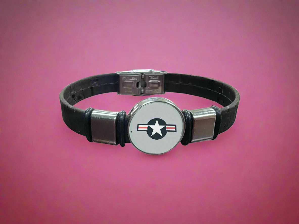 Unisex  USAF Roundel Cork  Bracelet |Officially Licensed | Made in USA | Sustainable
