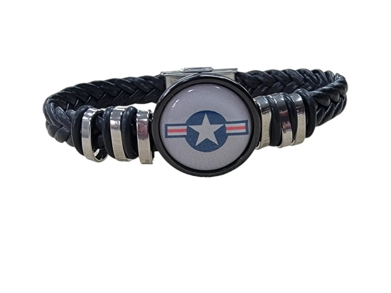 Officially Licensed USAF Braided Leather Bracelet (Gift Boxed)