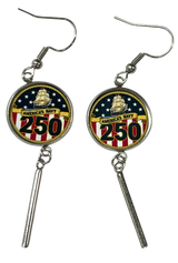 Officially Licensed Military Bar Drop Earrings – 250th Anniversary Collection (Army, Navy, Marine)