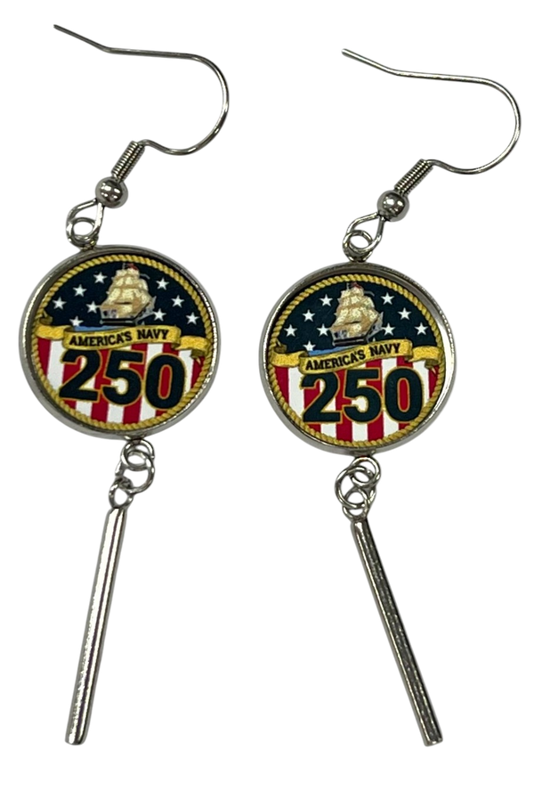 Officially Licensed Military Bar Drop Earrings – 250th Anniversary Collection (Army, Navy, Marine)