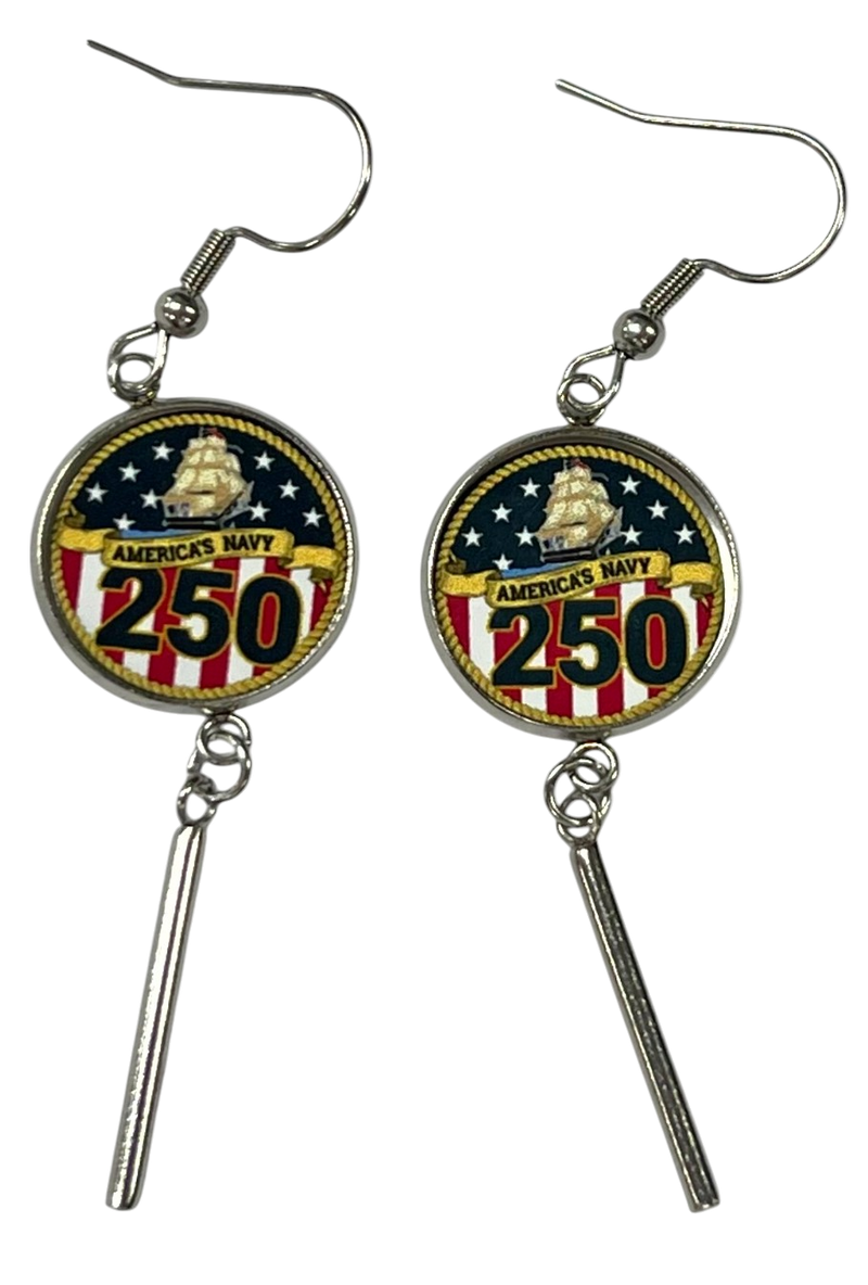 Officially Licensed Military Bar Drop Earrings – 250th Anniversary Collection (Army, Navy, Marine)