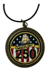 Officially Licensed Military Antique Gold Pendant Necklace - 250th Anniversary Collection (Army, Navy, Marine)