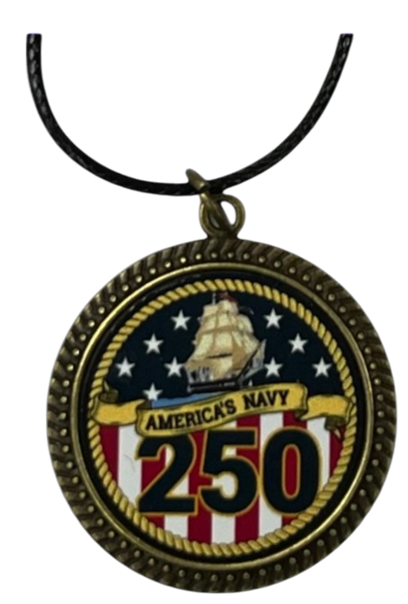 Officially Licensed Military Antique Gold Pendant Necklace - 250th Anniversary Collection (Army, Navy, Marine)