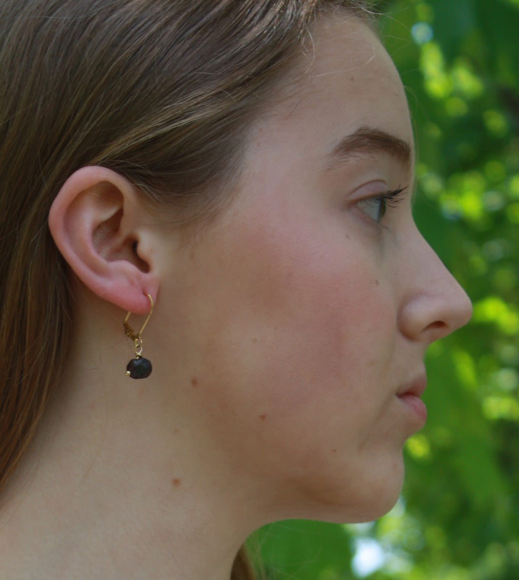 Effortless Style: Rose Quartz, Smoky Quartz, or Dark Garnet Leverback Rock Earrings