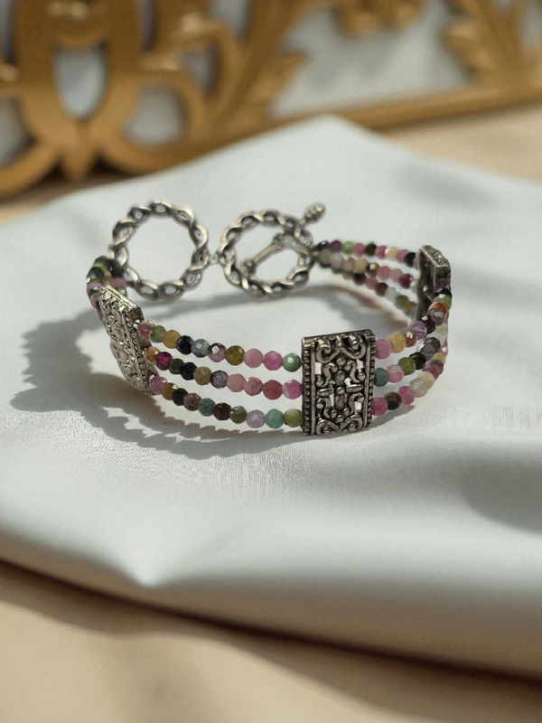 Vibrant Tourmaline Triple Strand Bracelet | A Gemstone Delight