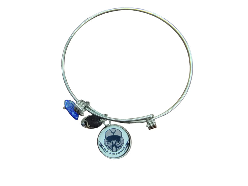 Air Force Seal Bangle Bracelet | Stainless Steel, Lapis Blue, Officially Licensed