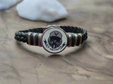 Officially Licensed USAF Braided Leather Bracelet, Patriotic Design, Durable Genuine Black Leather, Multiple Patterns and Sizes Available (Gift Boxed)