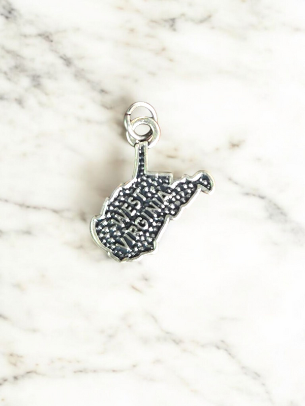 Silver West Virginia State Pewter Charm | Travel Jewelry Accessory
