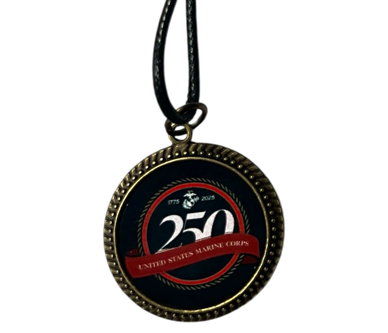 Officially Licensed Military Antique Gold Pendant Necklace - 250th Anniversary Collection (Army, Navy, Marine)