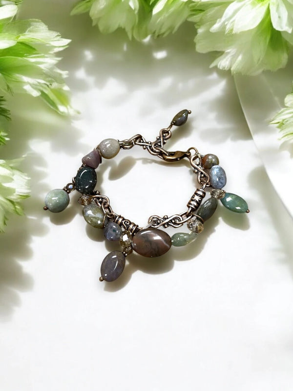 Earthy Agate and Copper Filigree Bracelet | A Unique Statement Piece