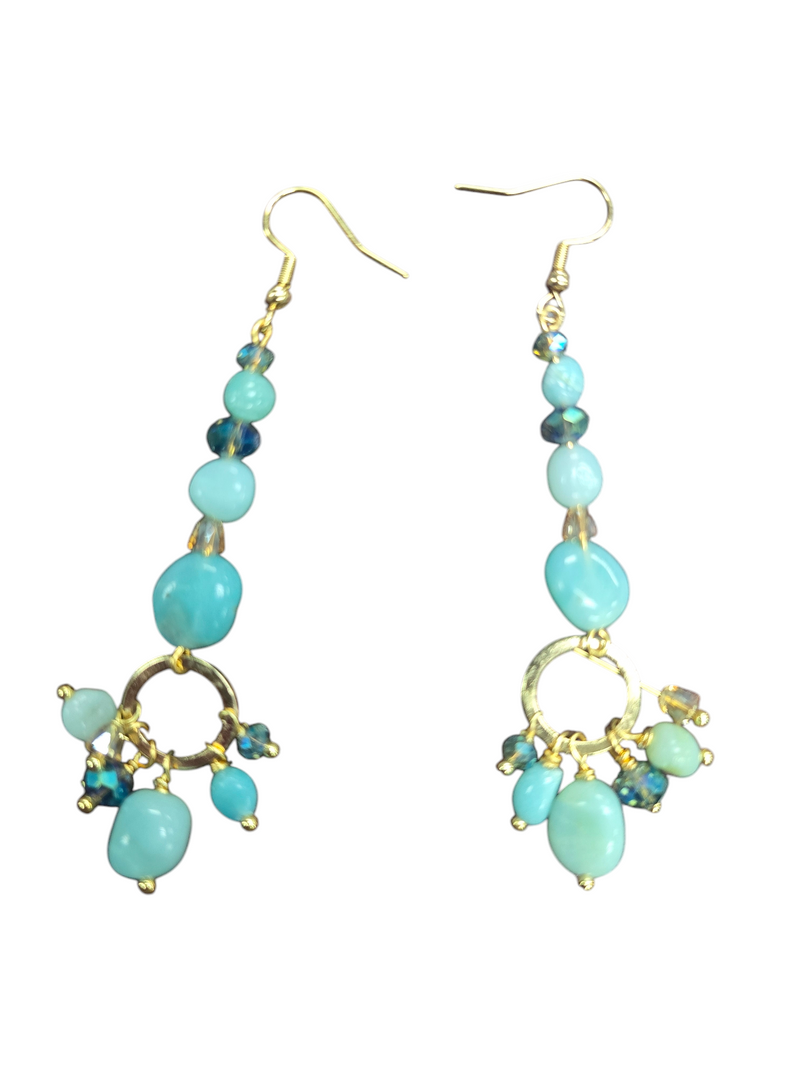 Dangle Earrings Amethyst, Tiger Eye, and African Turquoise | Michelle Marie Boutique