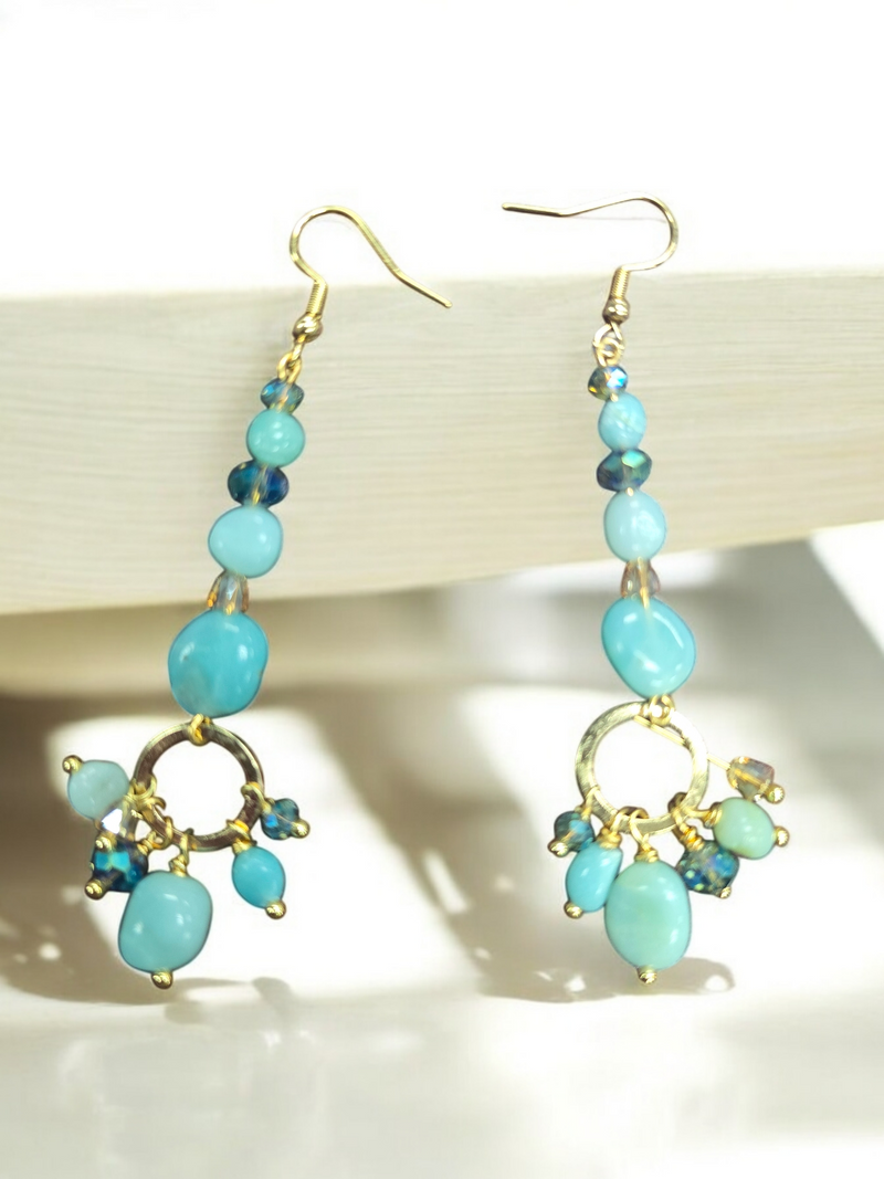 Dangle Earrings Amethyst, Tiger Eye, and African Turquoise | Michelle Marie Boutique