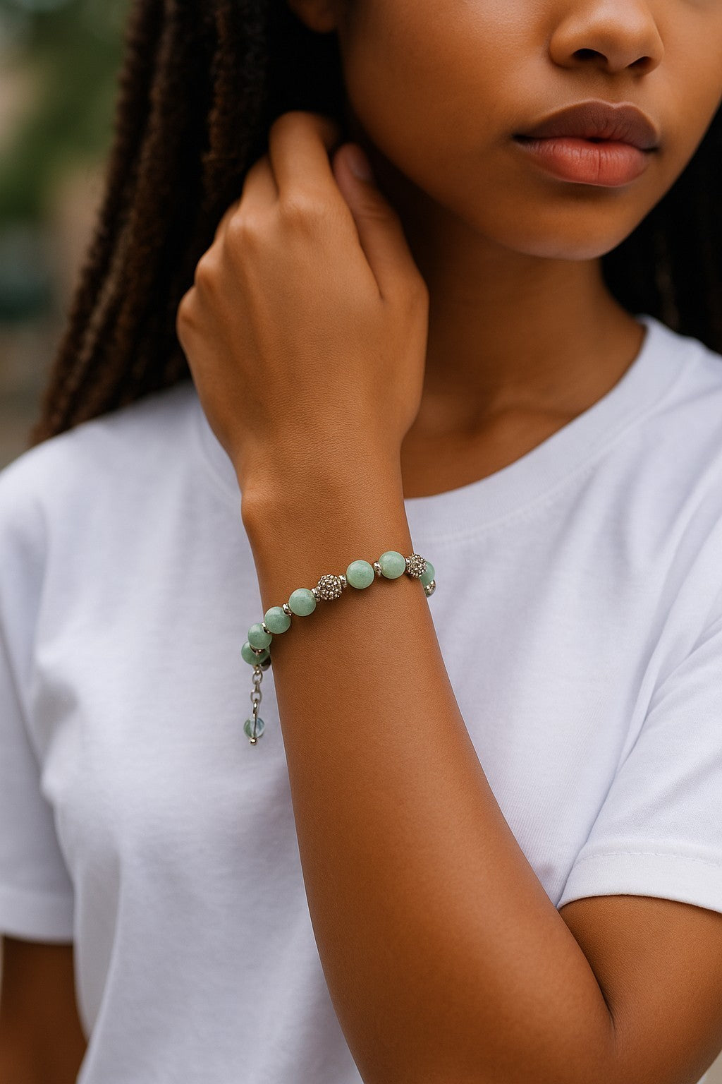 Serene Lotus Jasper Bracelet | Lotus Jasper and Crystal