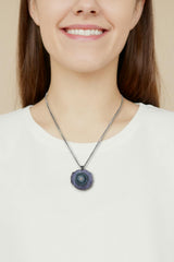 Amethyst Geode Slice Pendant Necklace - Sterling Silver