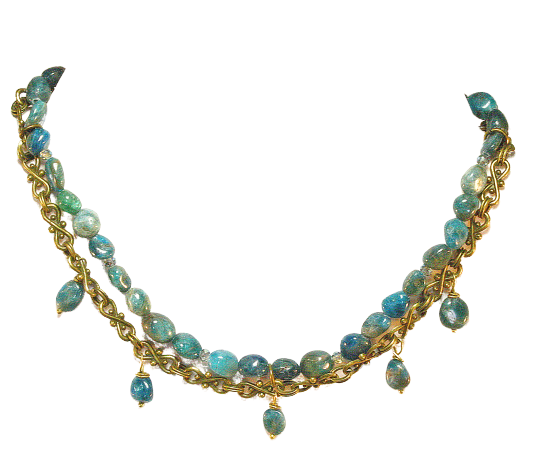 Teal Apatite Gemstone Statement Necklace (Adjustable)