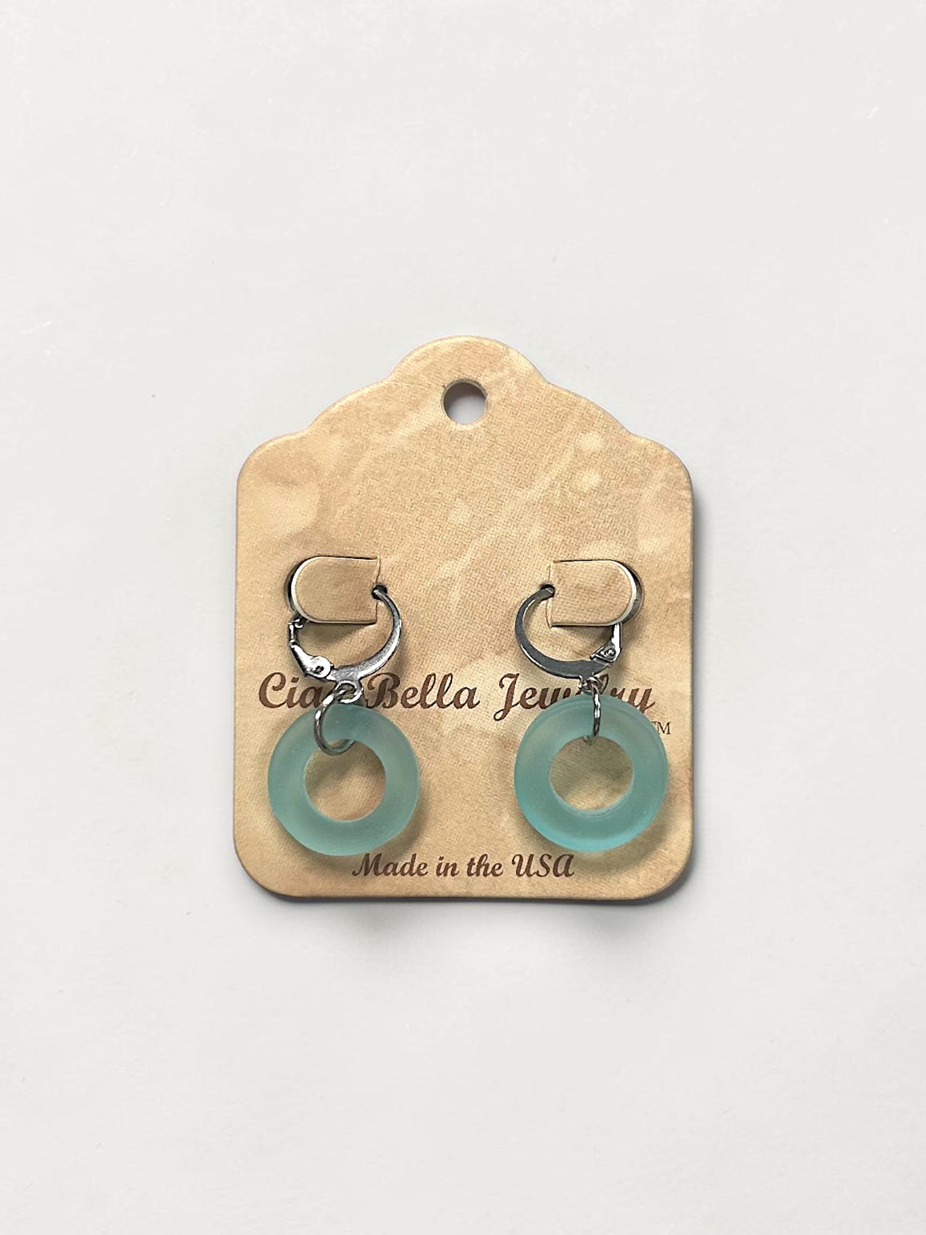 Ocean's Embrace: Mini Aquamarine Sea Glass Hoop Earrings | Coastal Elegance | Unique Handmade Jewelry
