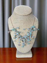 Gemstone Starlight Spray Statement  Necklace - Amethyst, Malachite, Amazonite
