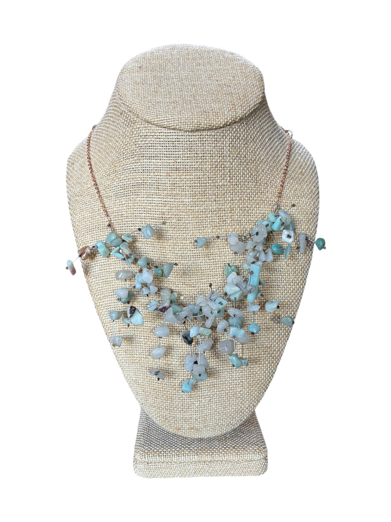 Gemstone Starlight Spray Statement  Necklace - Amethyst, Malachite, Amazonite