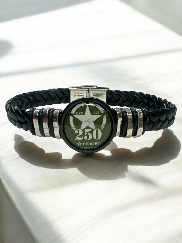 Officially Licensed Army Braided Leather Bracelet - 250th Anniversary Collection