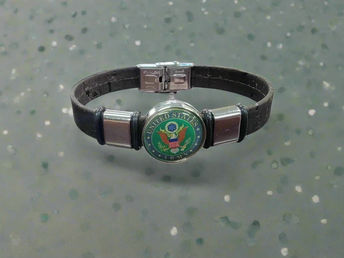 Army Seal Unisex, Sustainable, Brown, Cork Bracelet - Various Sizes, Officially Licensed