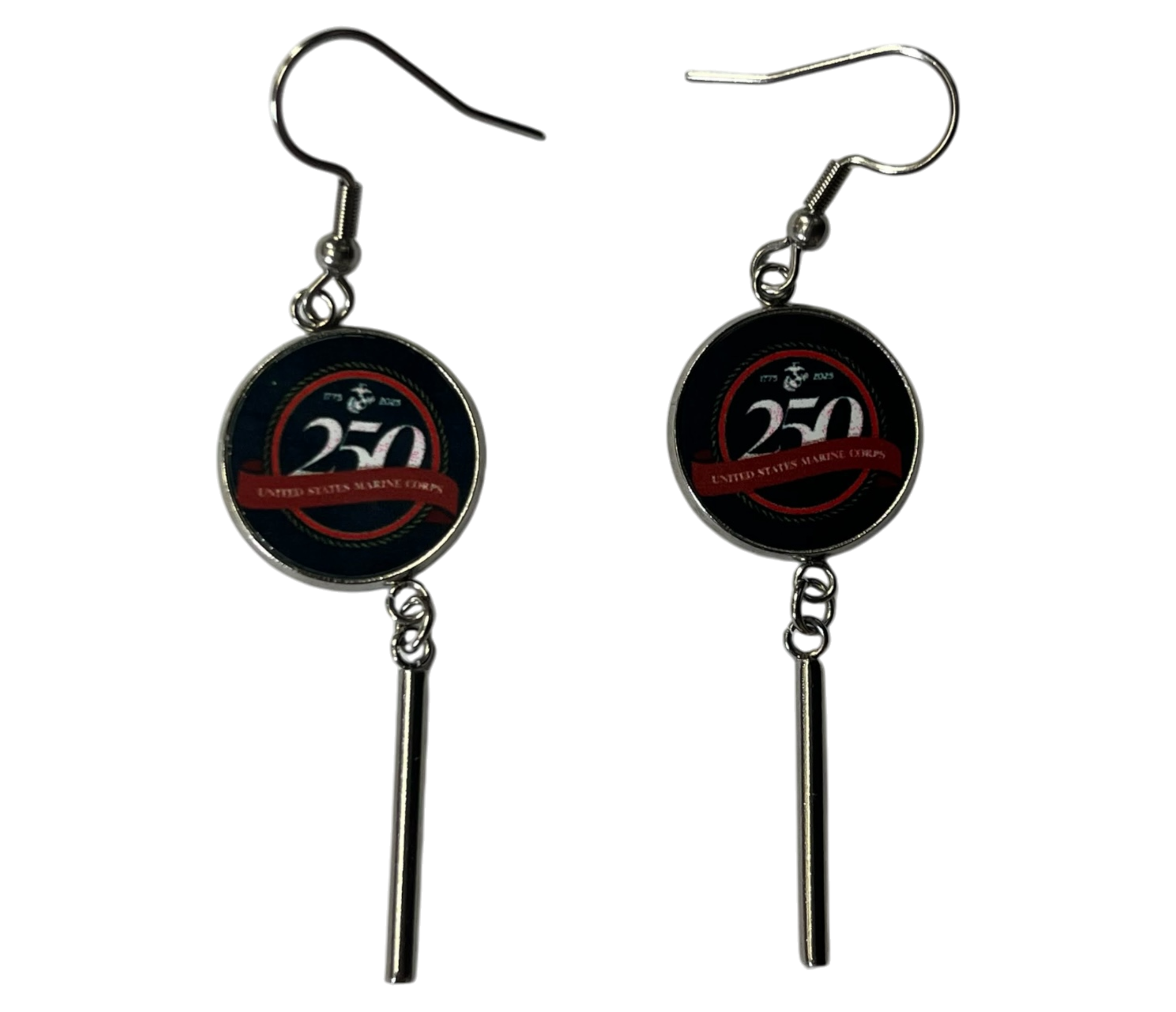 Officially Licensed Military Bar Drop Earrings – 250th Anniversary Collection (Army, Navy, Marine)