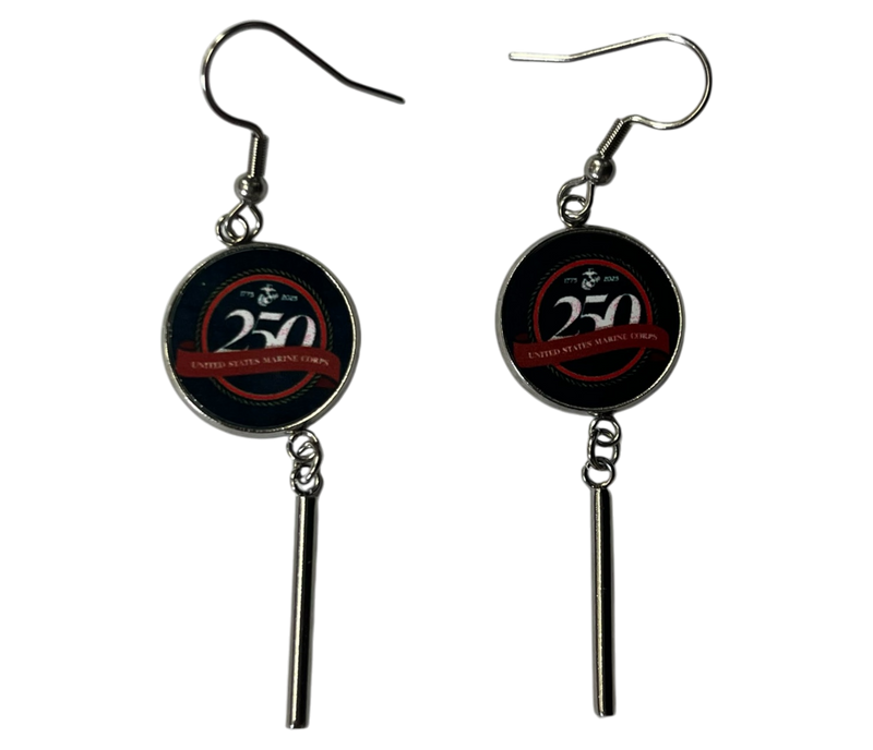Officially Licensed Military Bar Drop Earrings – 250th Anniversary Collection (Army, Navy, Marine)